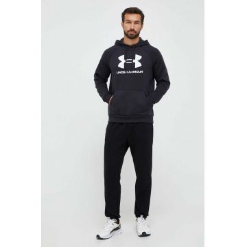 Under Armour bluza barbati, culoarea negru, cu glugă, cu imprimeu