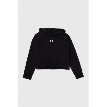 Under Armour bluza copii UA Rival Fleece Crop culoarea negru, cu glugă, melanj