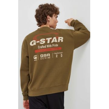 G-Star Raw bluza barbati, culoarea verde, neted