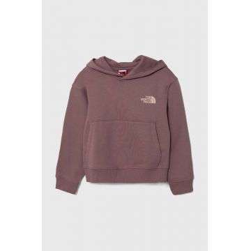 The North Face bluza copii G VERTICAL LINE HOODIE culoarea violet, cu glugă, cu imprimeu