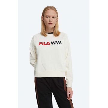 Wood Wood bluză Elena x Fila femei, culoarea alb, cu imprimeu 688375.N15-WHITE