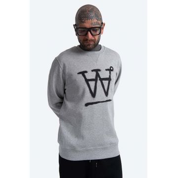 Wood Wood hanorac de bumbac Tye Sweatshirt bărbați, culoarea gri, cu imprimeu 10135606.2424-GREYMEL