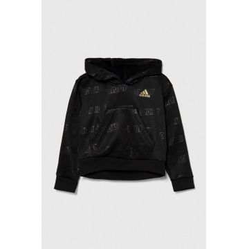 adidas bluza copii JG BLUV Q4 HD culoarea negru, cu glugă, modelator