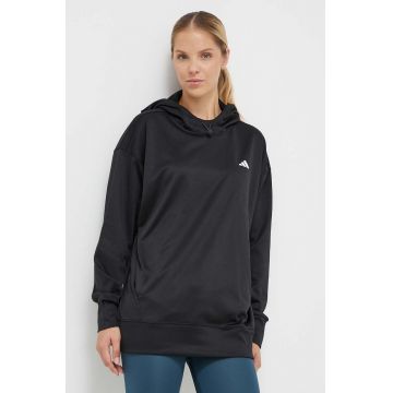 adidas Performance hanorac de antrenament culoarea negru, cu glugă, neted