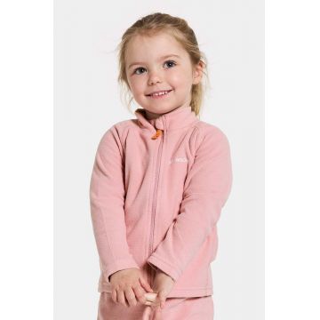 Didriksons bluza copii MONTE KIDS FULLZIP culoarea roz, neted