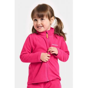 Didriksons bluza copii MONTE KIDS FULLZIP culoarea roz, neted