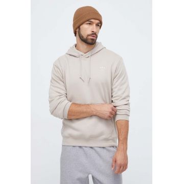 adidas Originals hanorac de bumbac barbati, culoarea bej, cu glugă, cu imprimeu