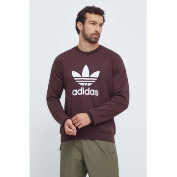 adidas Originals hanorac de bumbac barbati, culoarea maro, cu imprimeu