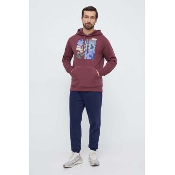 Burton bluza barbati, culoarea bordo, cu glugă, cu imprimeu