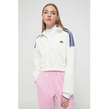 Ellesse hanorac de bumbac femei, culoarea bej, cu imprimeu