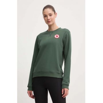 Fjallraven hanorac de bumbac 1960 Logo Badge Sweater femei, culoarea verde, cu imprimeu F87230