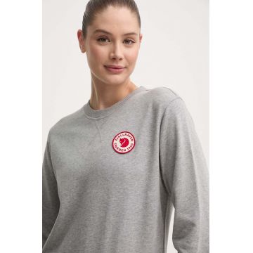 Fjallraven hanorac de bumbac 1960 Logo femei, culoarea gri, melanj