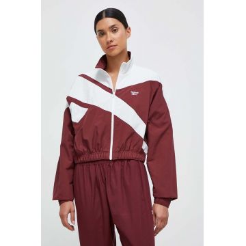 Reebok Classic bluza femei, culoarea bordo, cu glugă, modelator