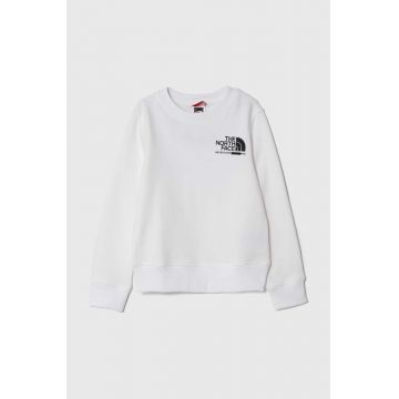 The North Face hanorac de bumbac pentru copii GRAPHIC CREW 2 culoarea alb, cu imprimeu