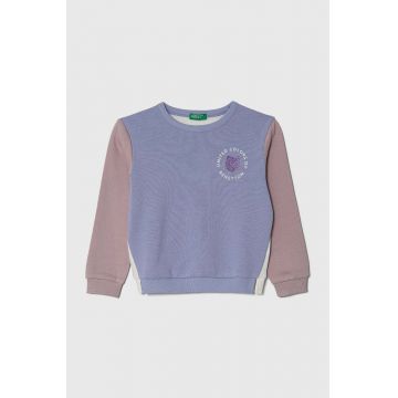 United Colors of Benetton bluza copii culoarea violet, modelator