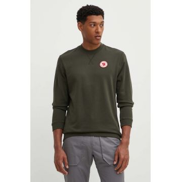 Fjallraven hanorac de bumbac 1960 Logo Badge Sweater bărbați, culoarea verde, cu imprimeu F87163