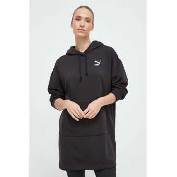 Puma bluza femei, culoarea negru, cu glugă, neted