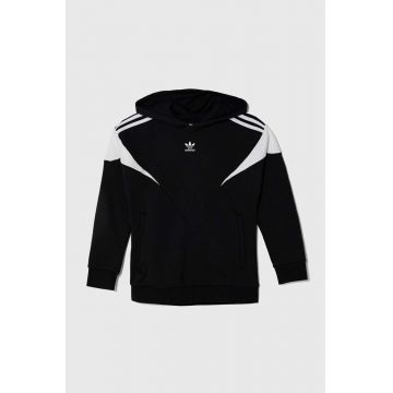 adidas Originals bluza copii culoarea negru, cu glugă, modelator