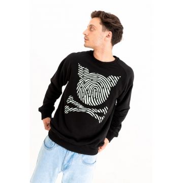 Bluza sport unisex cu maneci raglan si imprimeu logo