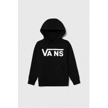 Vans bluza copii VN000AMHBLK1 VANS CLASSIC FZ culoarea negru, cu glugă, cu imprimeu