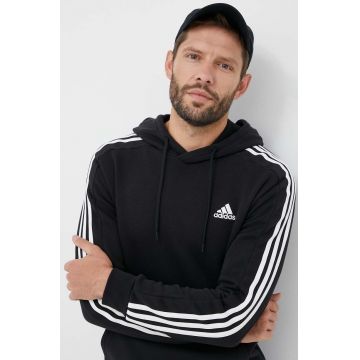 adidas bluză bărbați, culoarea negru, cu glugă, cu imprimeu IB4028