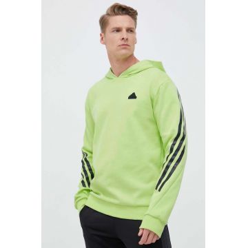 adidas bluza barbati, culoarea verde, cu glugă, cu imprimeu