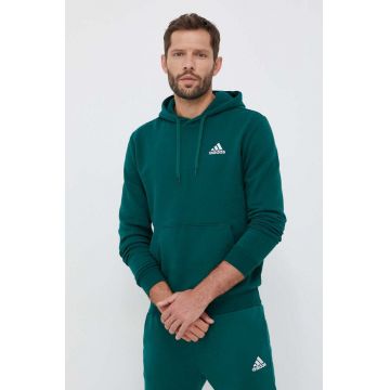 adidas bluză bărbați, culoarea verde, cu glugă, uni IL3295