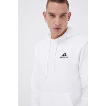 Adidas Bluză H12211 bărbați, culoarea alb, material neted