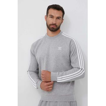 adidas Originals bluză 3-Stripes bărbați, culoarea gri, melanj IM4514