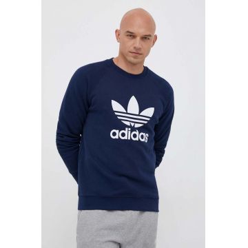 adidas Originals hanorac de bumbac barbati, culoarea albastru marin, cu imprimeu