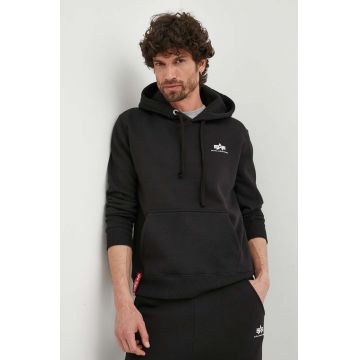 Alpha Industries bluză Basic Hoody Small Logo bărbați, culoarea negru, cu glugă, cu imprimeu 196318.03-black