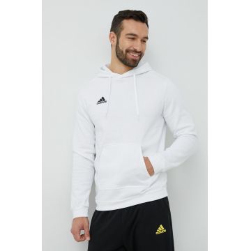 adidas Performance bluză Entrada 22 bărbați, culoarea alb, cu glugă, uni HG6302