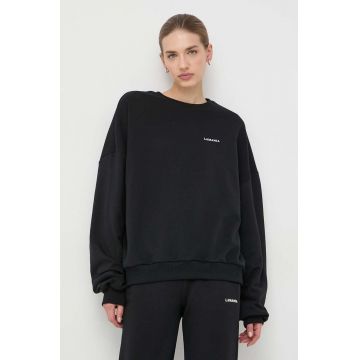 La Mania bluza femei, culoarea negru, cu glugă, cu imprimeu