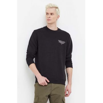 Tommy Jeans hanorac de bumbac bărbați, culoarea negru, cu imprimeu DM0DM18404