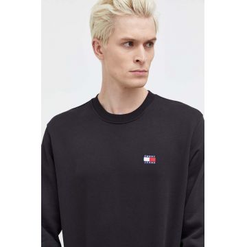 Tommy Jeans hanorac de bumbac bărbați, culoarea negru, uni DM0DM17986