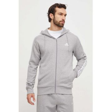 adidas hanorac de bumbac bărbați, culoarea gri, cu glugă, melanj IC9833