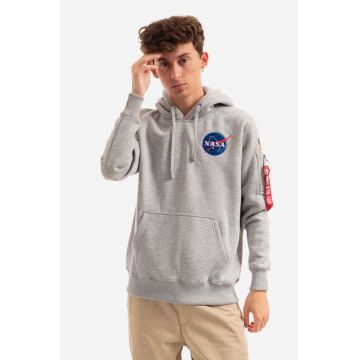 Alpha Industries bluză Space Shuttle Hoody bărbați, culoarea gri, cu glugă, cu imprimeu 178317.17-grey