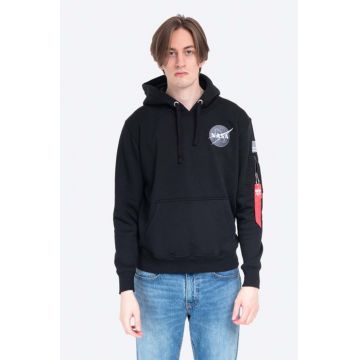 Alpha Industries bluză Space Shuttle Hoody bărbați, culoarea negru, cu glugă, cu imprimeu 178317.03-black