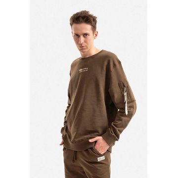 Alpha Industries hanorac de bumbac bărbați, culoarea verde, cu imprimeu 118316.629-green