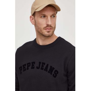 Pepe Jeans hanorac de bumbac Randall barbati, culoarea negru, cu imprimeu