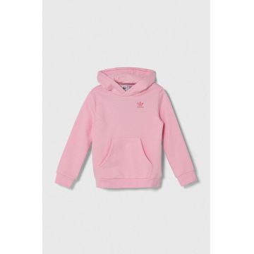 adidas Originals bluza copii culoarea roz, cu glugă, cu imprimeu