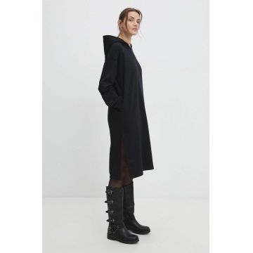 Answear Lab bluza femei, culoarea negru, cu glugă, neted