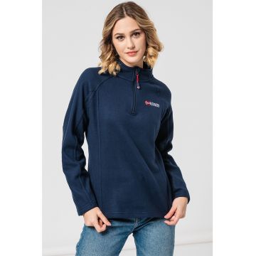 Bluza de trening din fleece cu fermoar scurt si maneci raglan