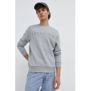 Superdry bluza barbati, culoarea gri, melanj