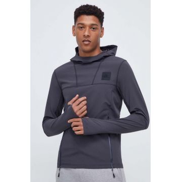 The North Face bluza barbati, culoarea gri, cu glugă, neted