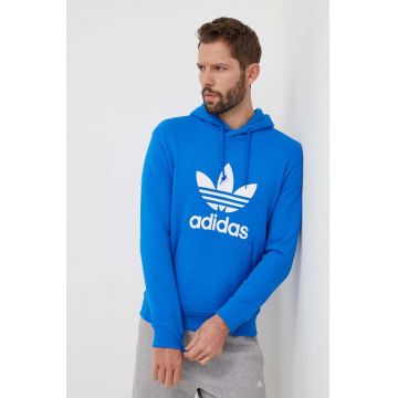 adidas Originals hanorac de bumbac Adicolor Classics Trefoil bărbați, cu glugă, cu imprimeu, IM9410