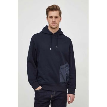 Armani Exchange hanorac de bumbac barbati, culoarea albastru marin, cu glugă, neted