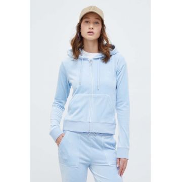 Juicy Couture bluză din velur cu glugă, cu imprimeu