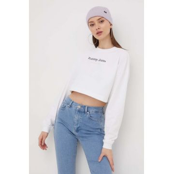 Tommy Jeans bluză femei, culoarea alb, cu imprimeu DW0DW17332