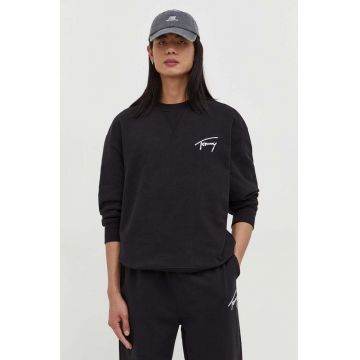 Tommy Jeans hanorac de bumbac bărbați, culoarea negru, cu imprimeu DM0DM17989